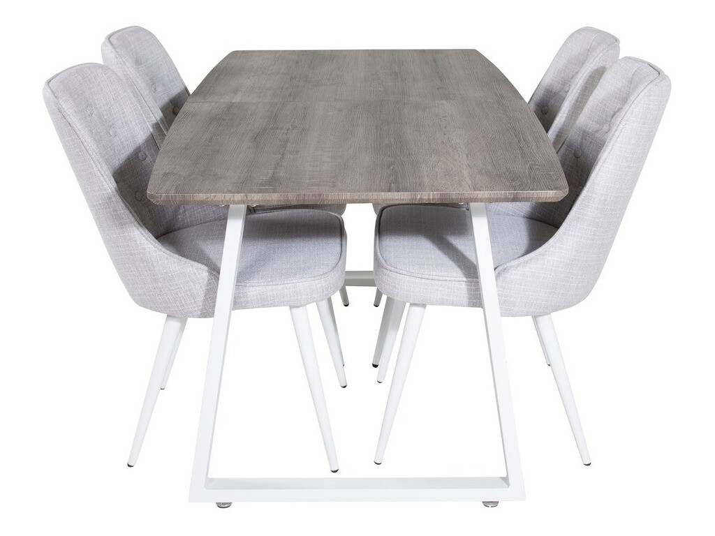 Jedilniški komplet Dallas 1805 (Bela + Svetlo siva)