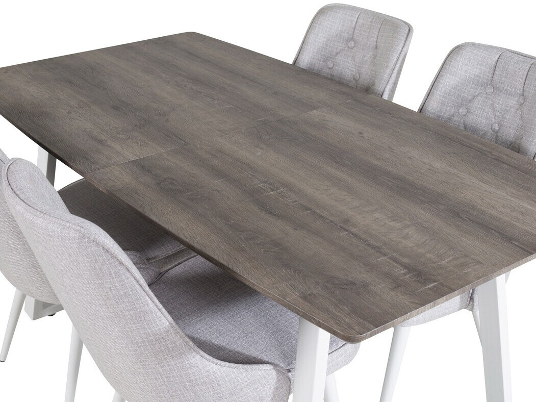 Jedilniški komplet Dallas 1805 (Bela + Svetlo siva)