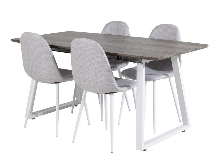 Jedilniški komplet Dallas 1979 (Bela + Svetlo siva)