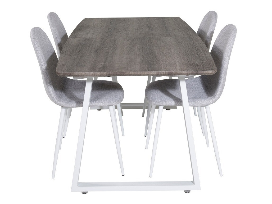 Jedilniški komplet Dallas 1979 (Bela + Svetlo siva)