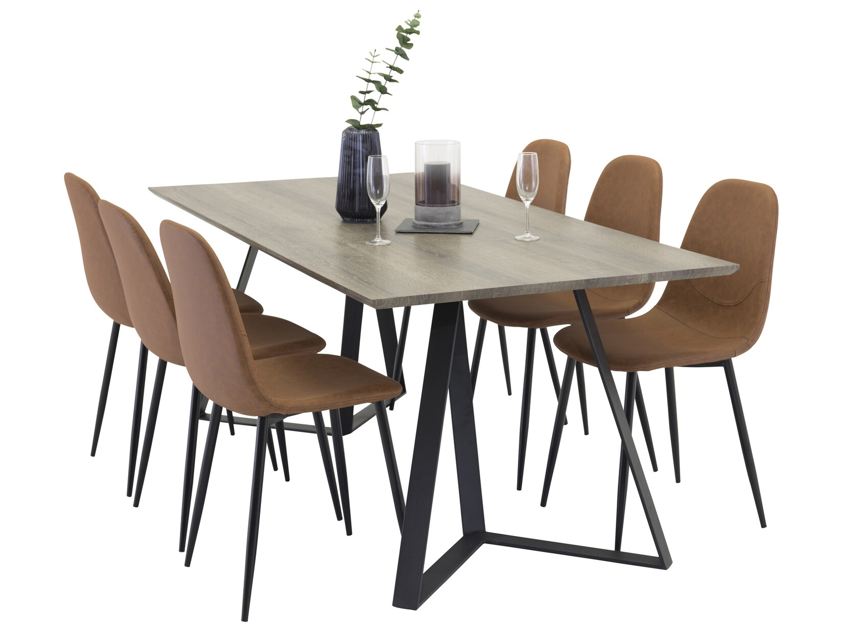 Jedilniški komplet Dallas 1353 (Rjava + Črna)