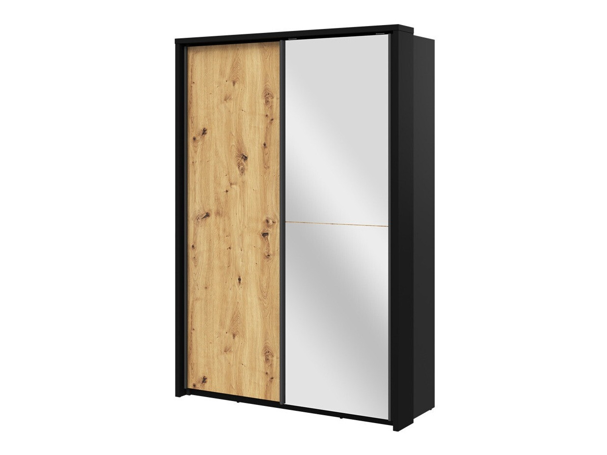 Garderobna omara Fresno 122 (Artisan hrast + Črna)