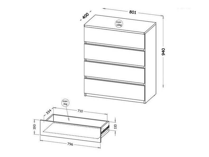 Komoda Evaropha 104 (Wotan hrast + Bela)