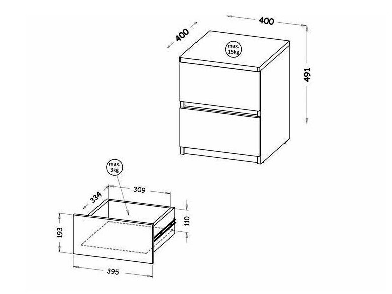 Nočna omarica Evaropha 109 (Bela)