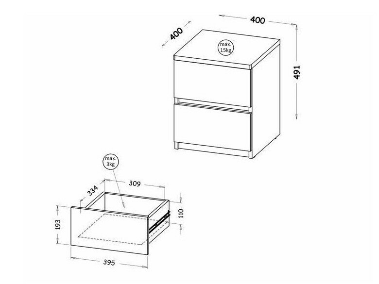 Nočna omarica Evaropha 109 (Wotan hrast + Bela)