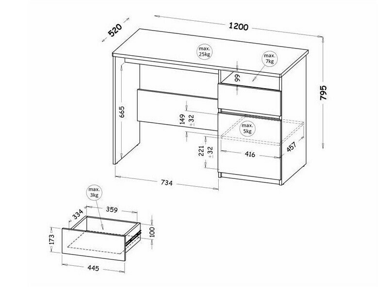 Pisalna miza Evaropha 106 (Wotan hrast + Bela)