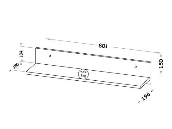 Stenska polica Evaropha 107 (Wotan hrast + Bela)