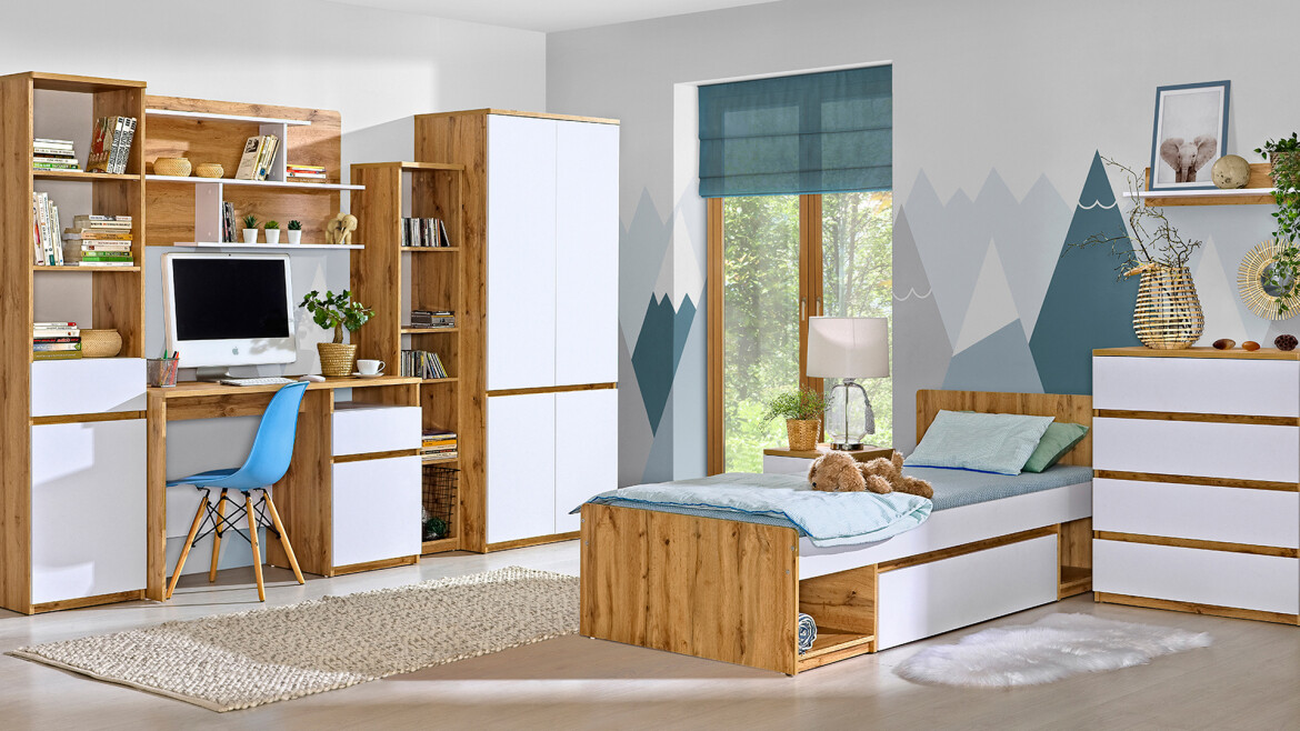 Stenska polica Evaropha 111 (Wotan hrast + Bela)