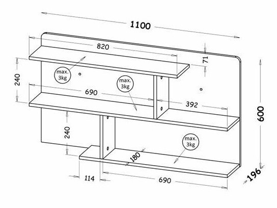 Stenska polica Evaropha 111 (Wotan hrast + Bela)