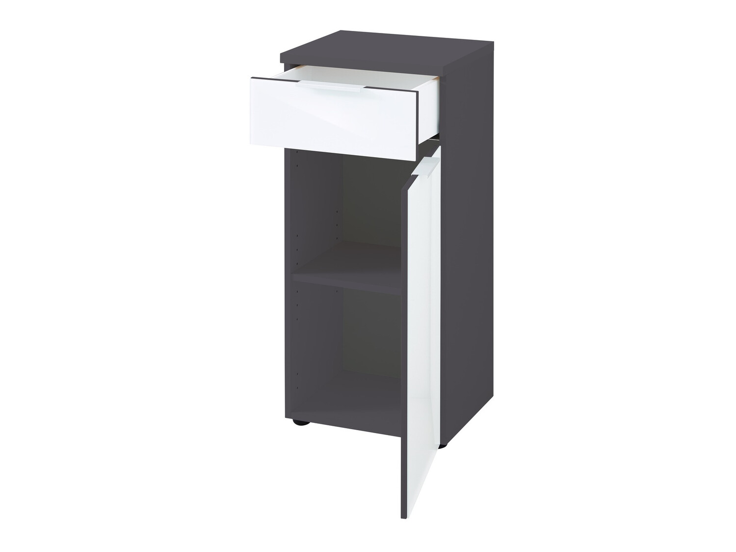 Prostostoječa Kopalniška omarica Levciro 101 (Sijaj bela + Grafit)