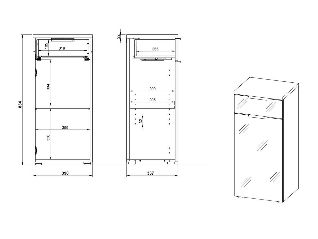Prostostoječa Kopalniška omarica Levciro 101 (Sijaj bela + Navarra hrast)