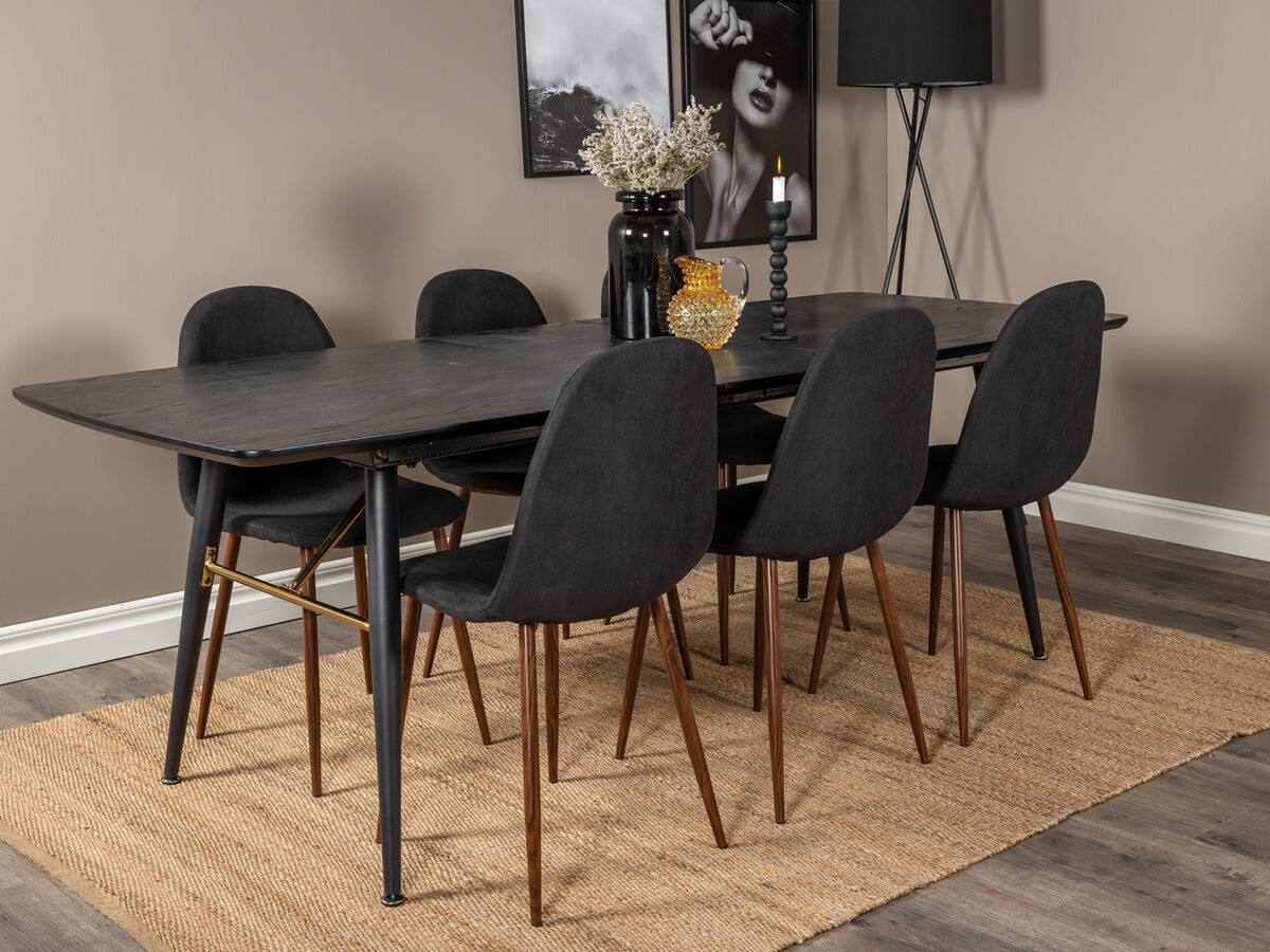 Jedilniški komplet Dallas 1443 (Črna + Oreh)