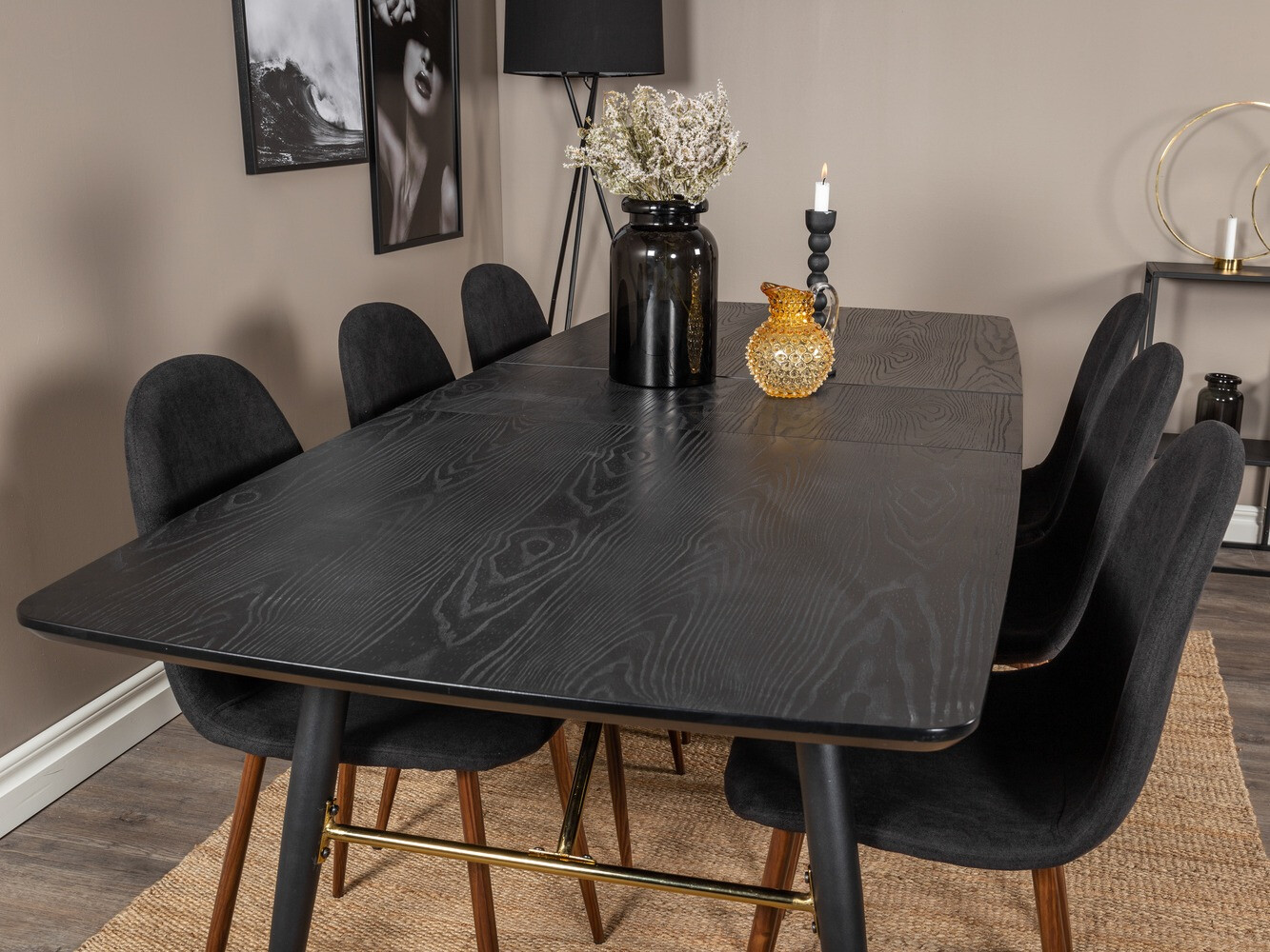 Jedilniški komplet Dallas 1443 (Črna + Oreh)