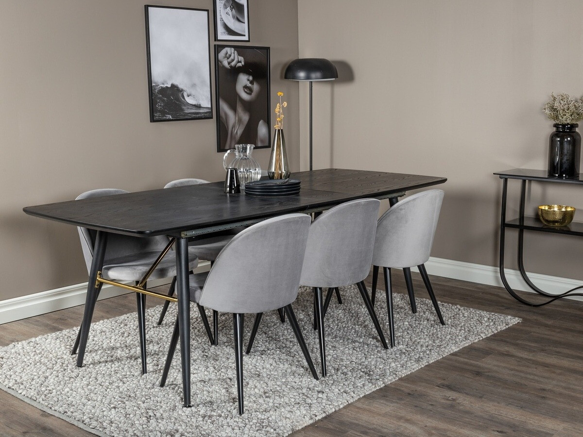 Jedilniški komplet Dallas 1449 (Svetlo siva + Črna)