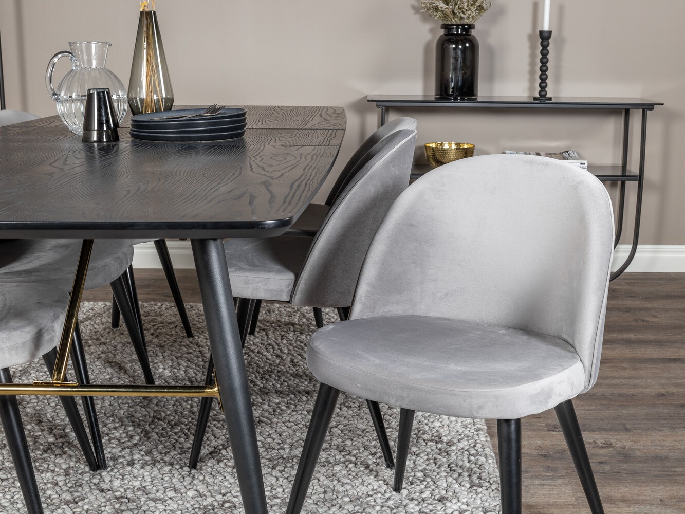 Jedilniški komplet Dallas 1449 (Svetlo siva + Črna)