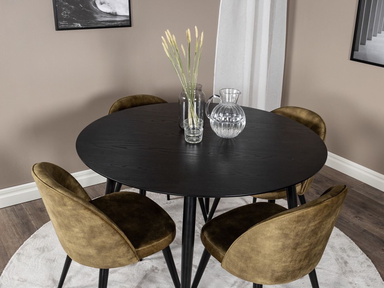 Jedilniški komplet Dallas 1559 (Prašno zelena + Črna)