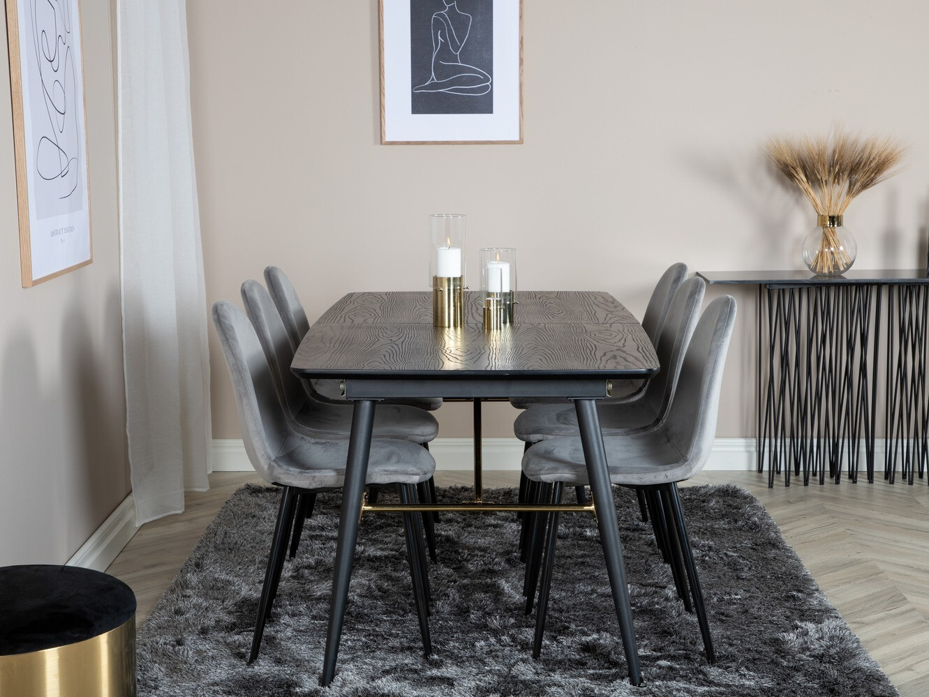 Jedilniški komplet Dallas 1580 (Siva + Črna)