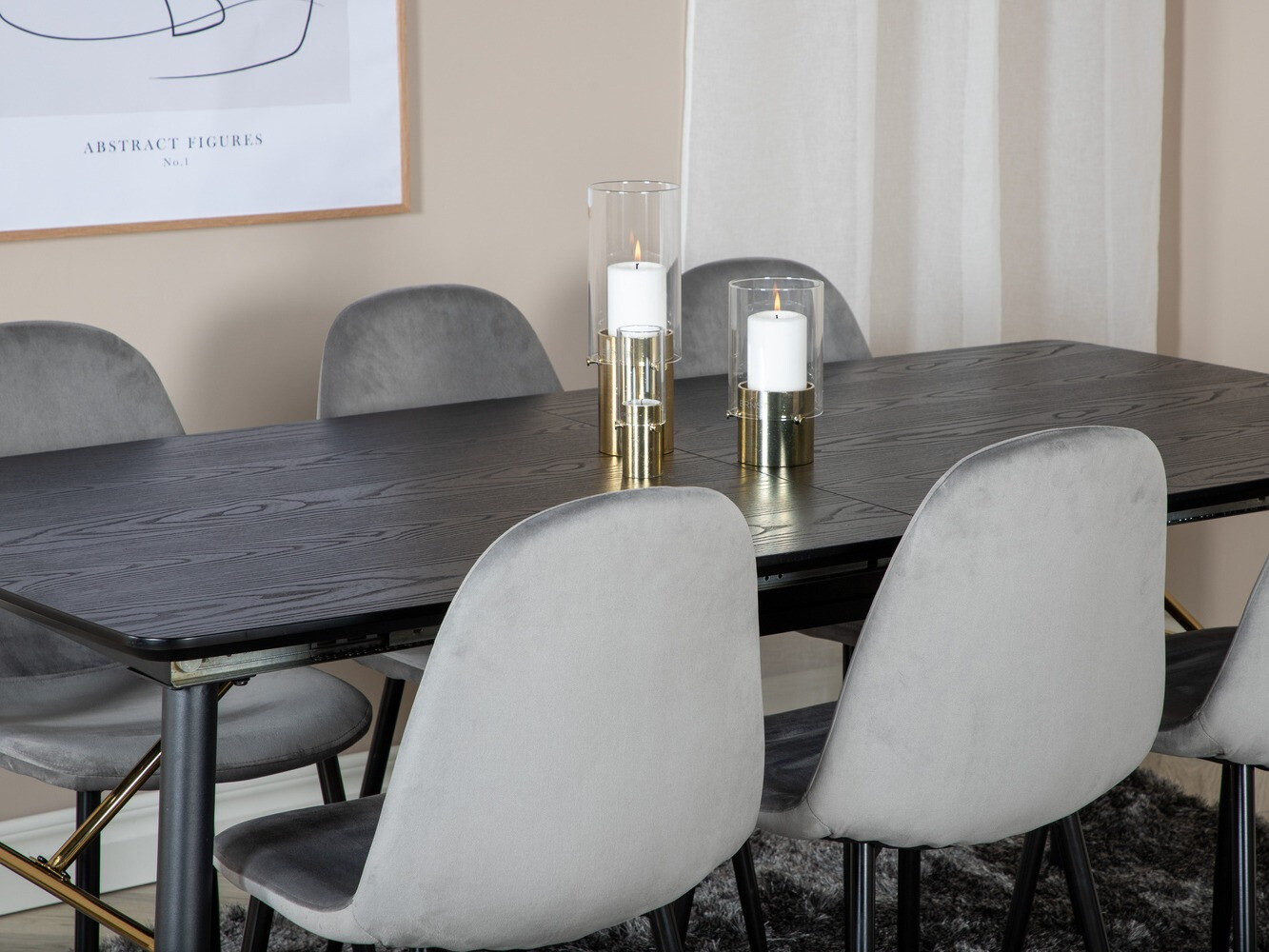 Jedilniški komplet Dallas 1580 (Siva + Črna)