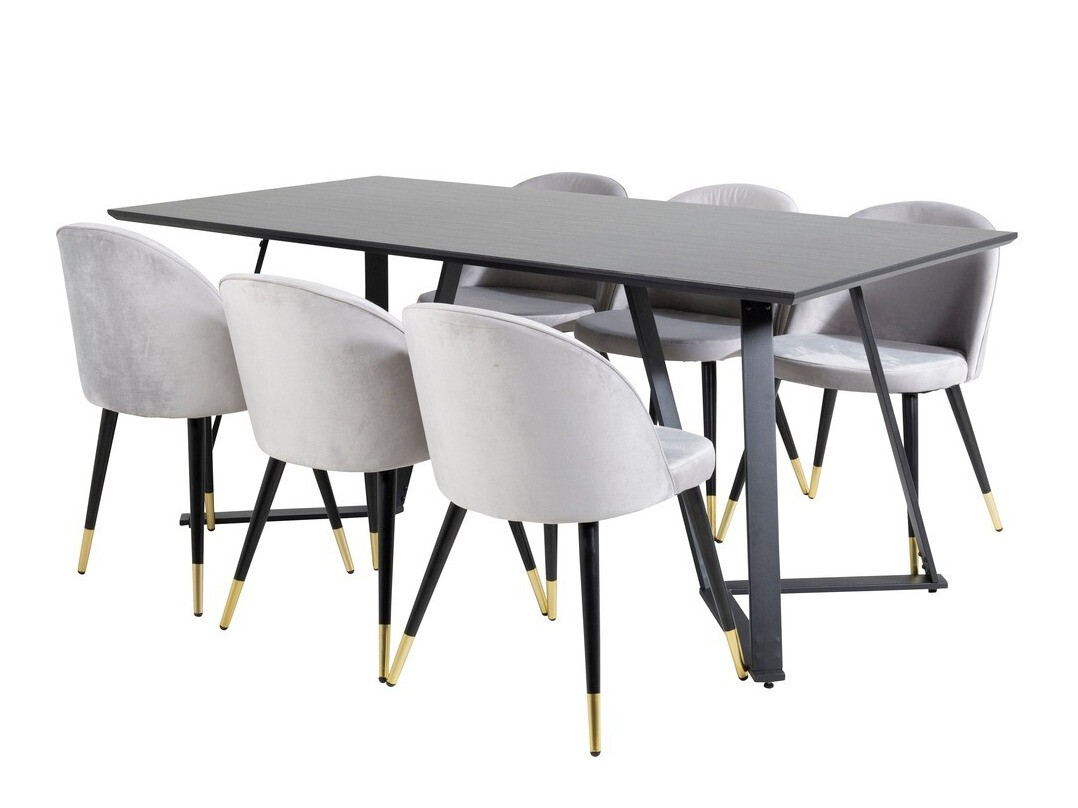 Jedilniški komplet Dallas 1583 (Siva + Črna)