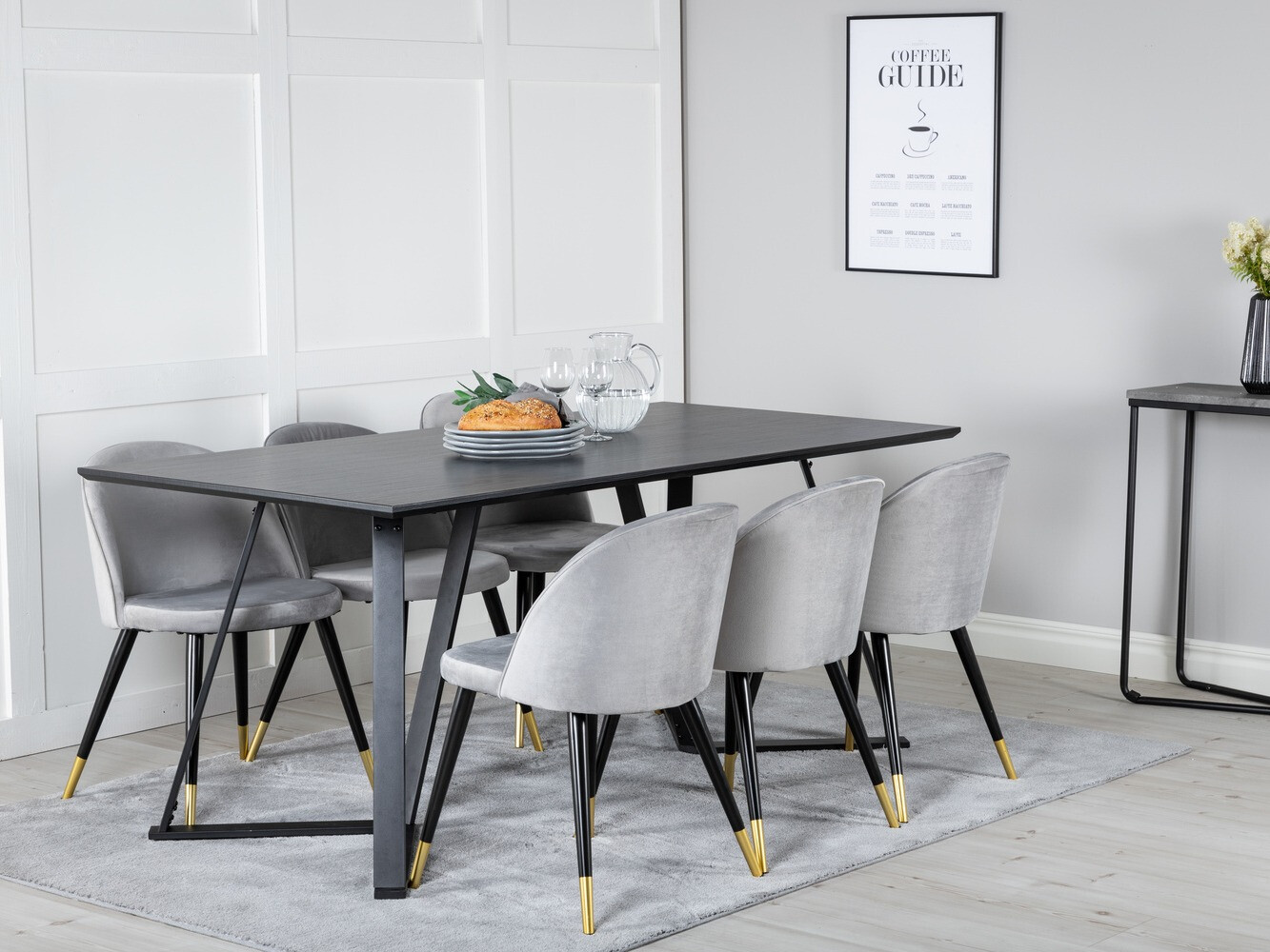 Jedilniški komplet Dallas 1583 (Siva + Črna)