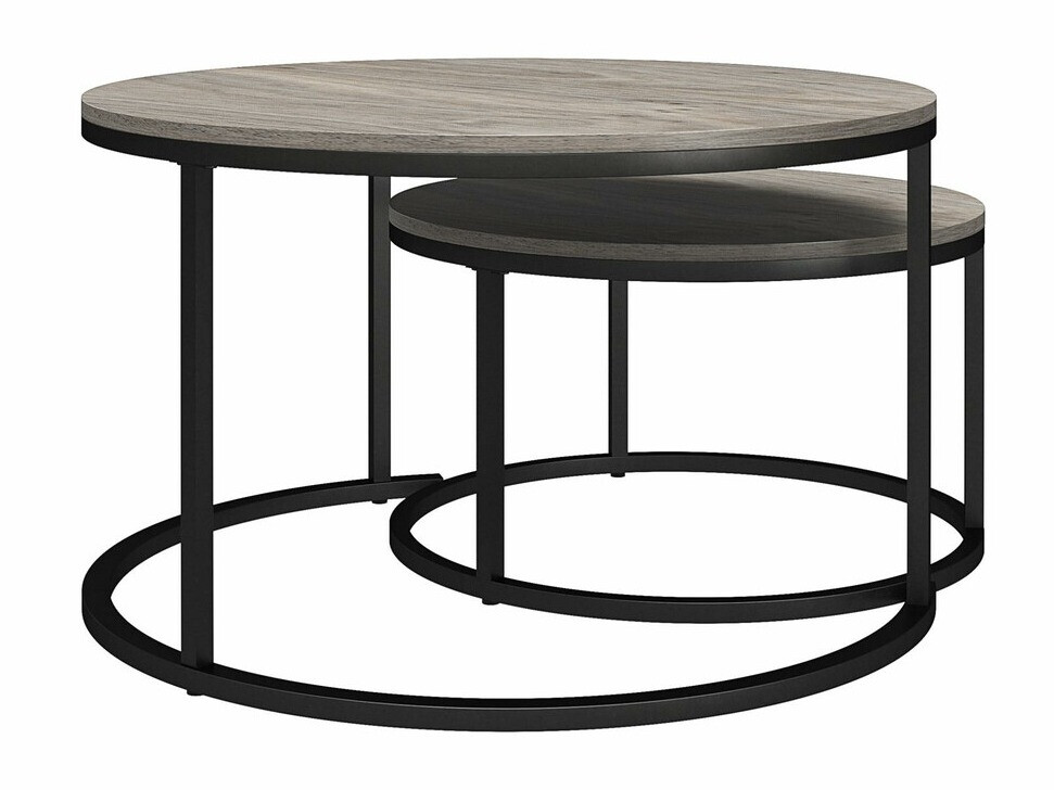 Komplet klubskih mizic Tulsa 234 (Sivi hrast + Črna)