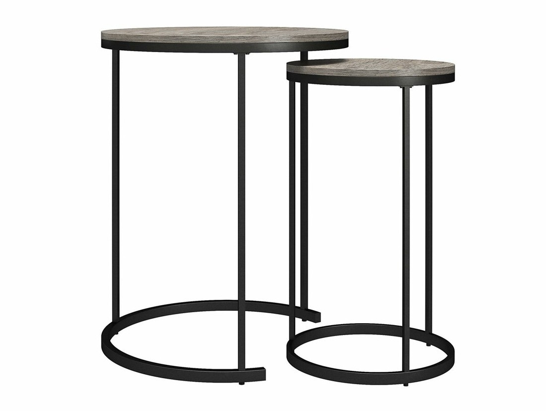 Komplet klubskih mizic Tulsa 234 (Sivi hrast + Črna)