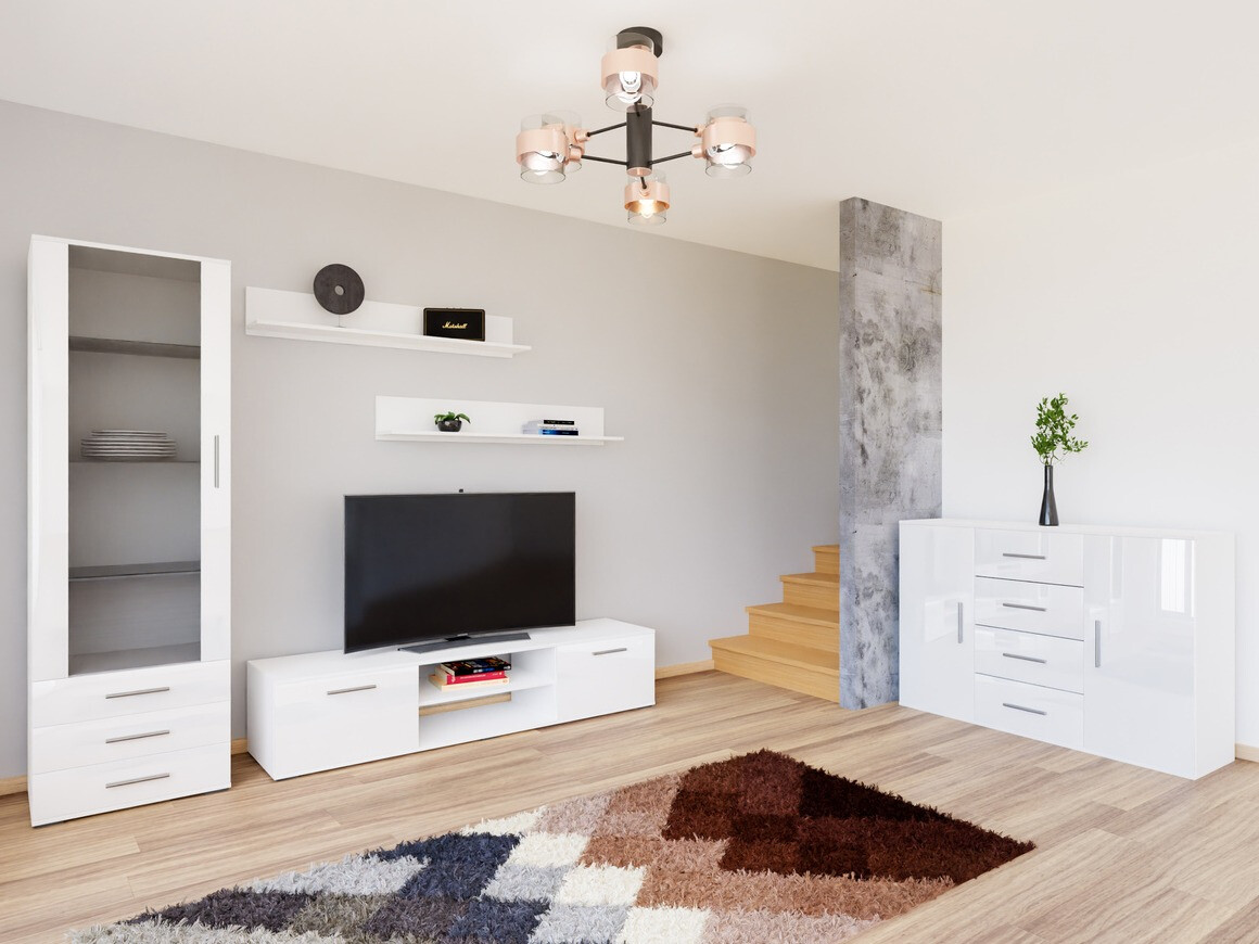 Komplet za dnevno sobo Tornola 108 (Bela + Sijaj bela)