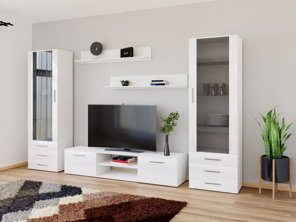 Komplet za dnevno sobo Tornola 109 (Bela + Sijaj bela)