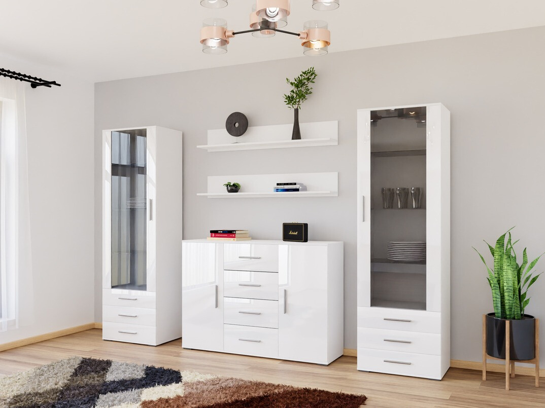 Komplet za dnevno sobo Tornola 112 (Bela + Sijaj bela)