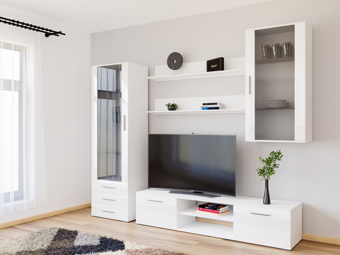 Komplet za dnevno sobo Tornola 114 (Bela + Sijaj bela)