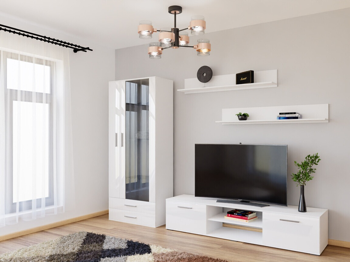 Komplet za dnevno sobo Tornola 115 (Bela + Sijaj bela)