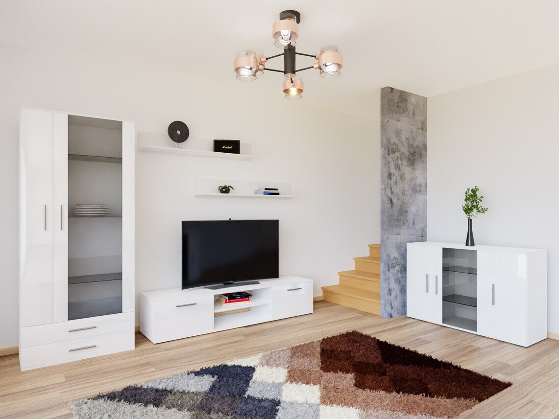 Komplet za dnevno sobo Tornola 116 (Bela + Sijaj bela)