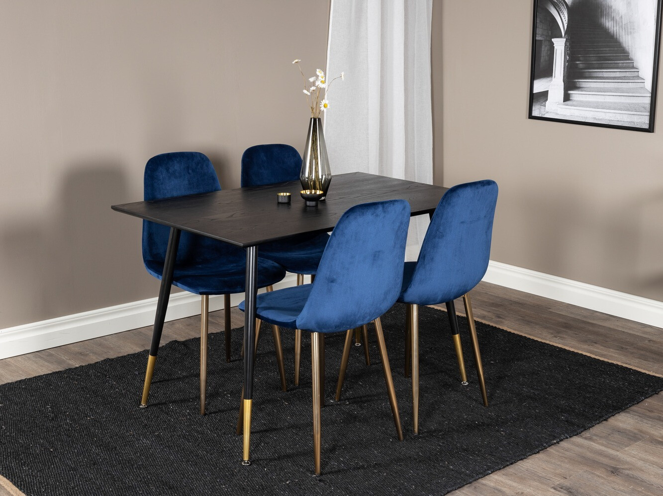 Jedilniški komplet Dallas 1693 (Modra + zlata)