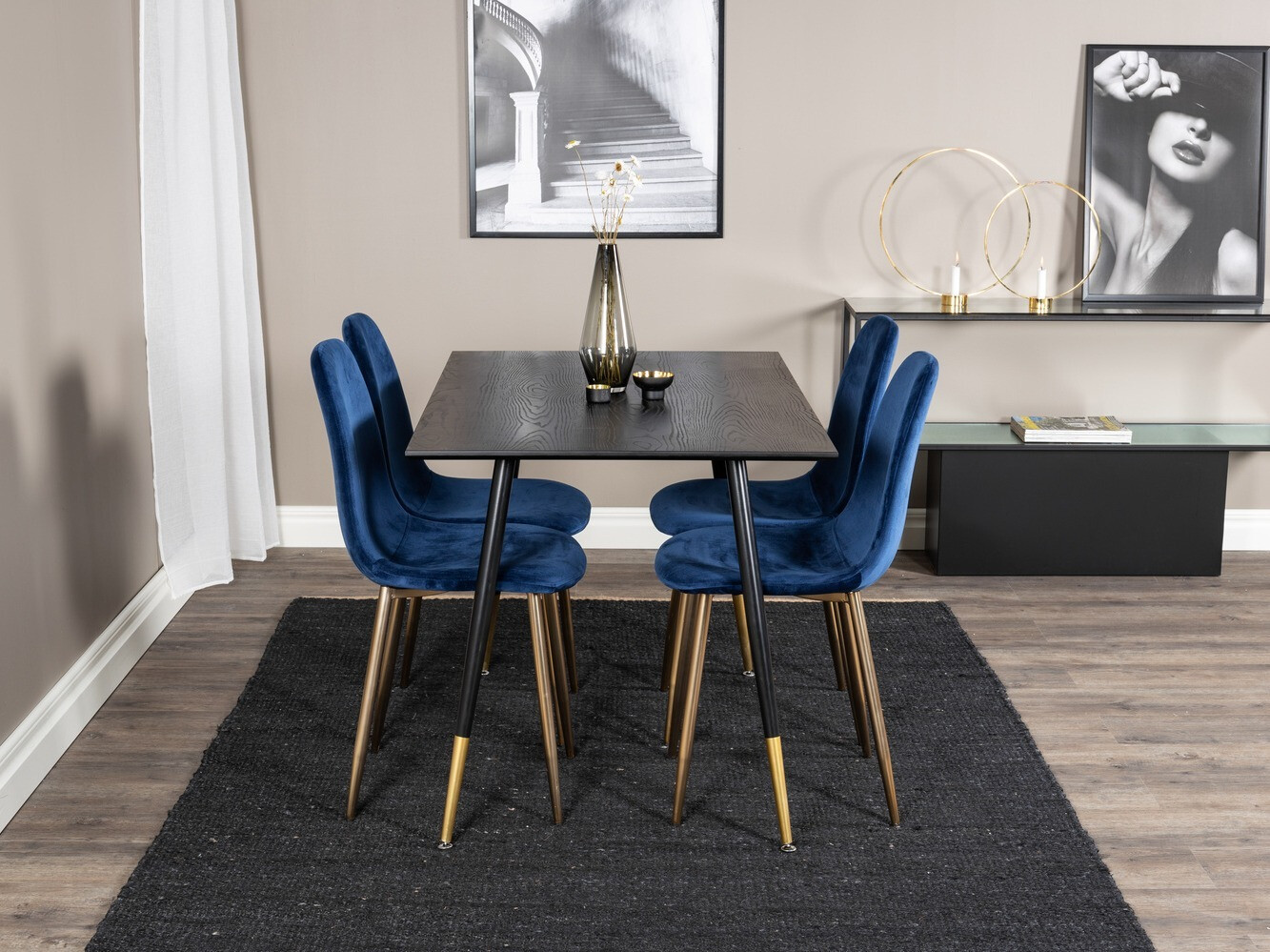 Jedilniški komplet Dallas 1693 (Modra + zlata)