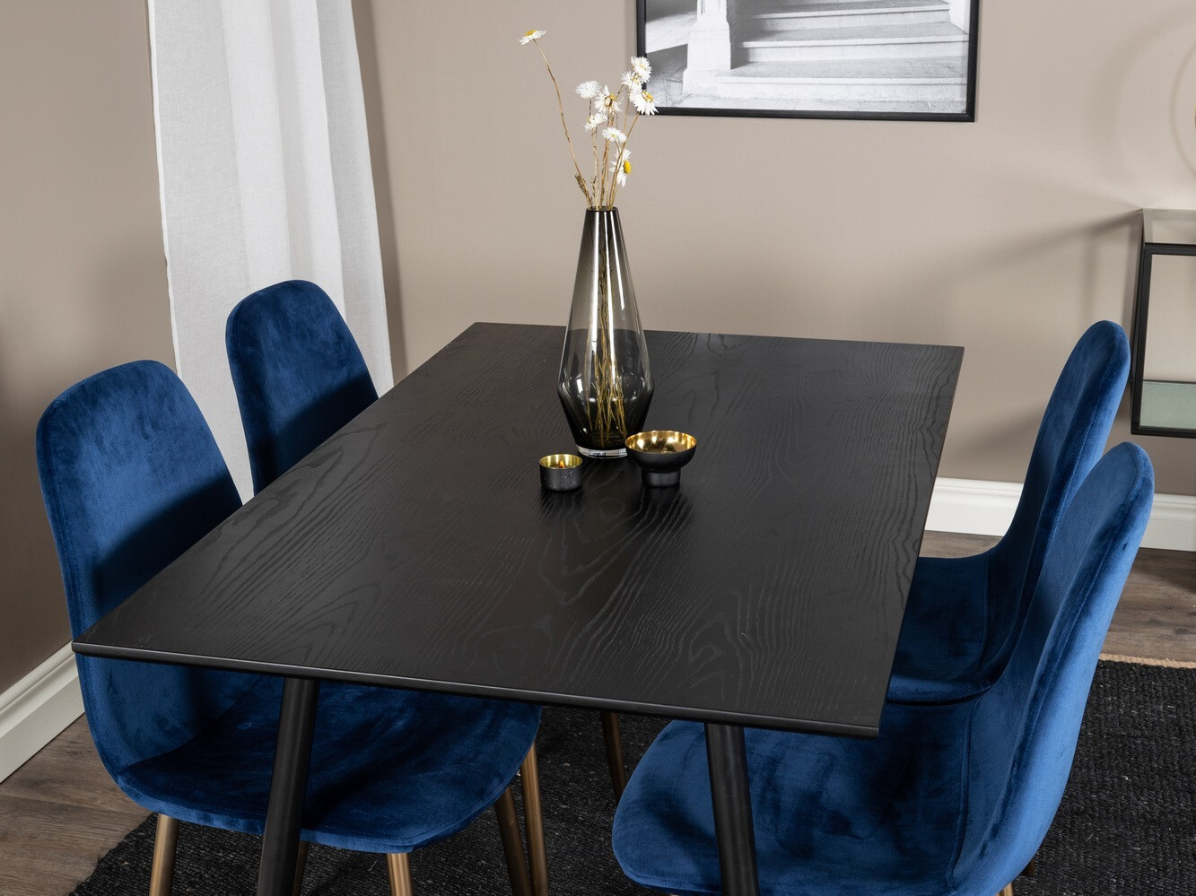 Jedilniški komplet Dallas 1693 (Modra + zlata)