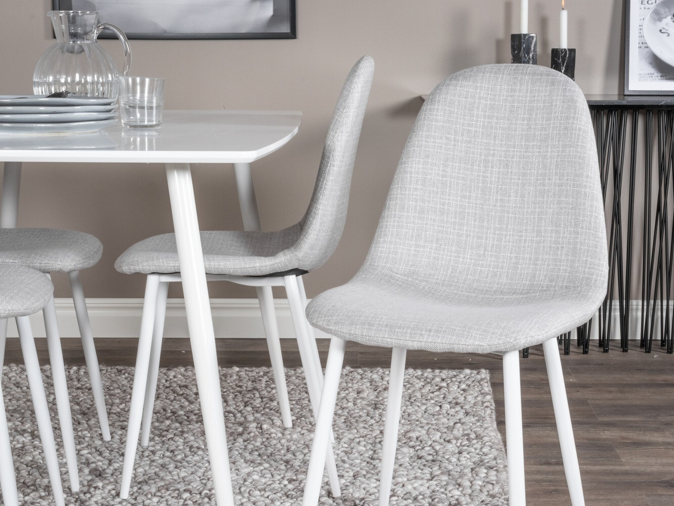 Jedilniški komplet Dallas 2040 (Bela + Svetlo siva)