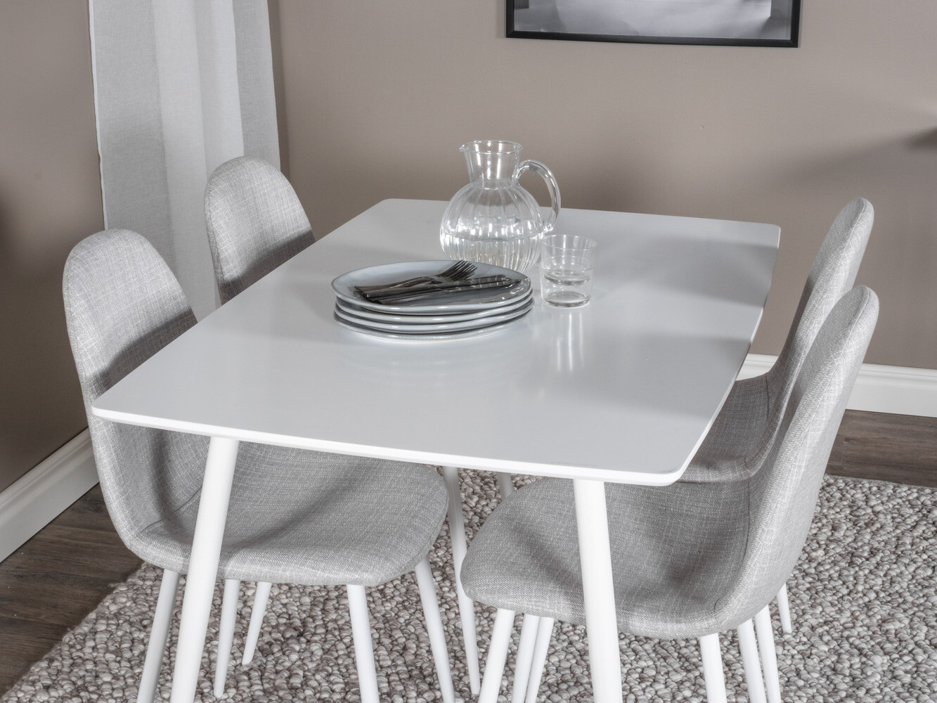 Jedilniški komplet Dallas 2040 (Bela + Svetlo siva)