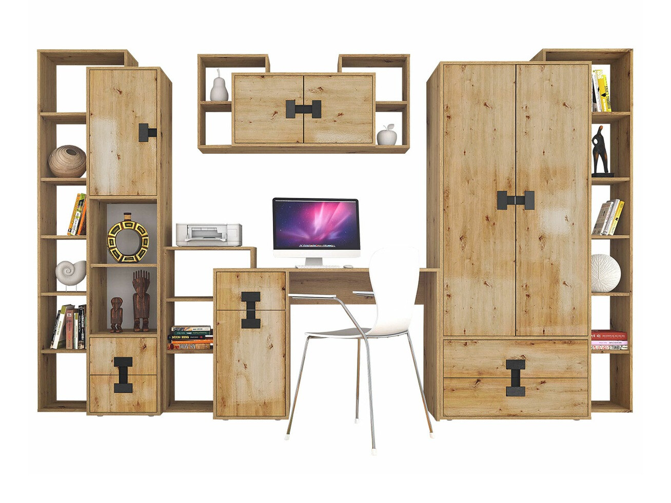 Komplet za domačo pisarno Florevi 104 (Artisan hrast)