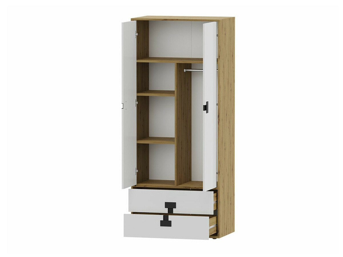 Komplet za domačo pisarno Florevi 104 (Mat bela + Artisan hrast)