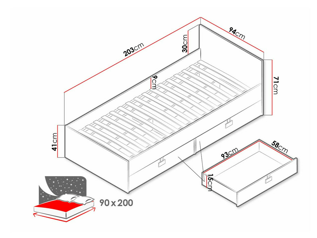 Postelja Florevi 106 (Mat bela + Artisan hrast)