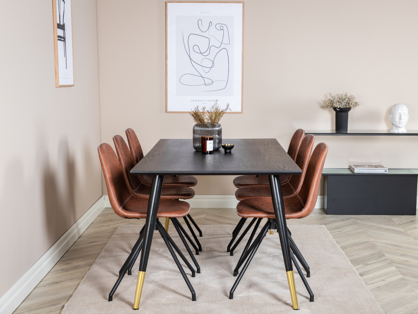 Jedilniški komplet Dallas 2578 (Črna + Medenina)