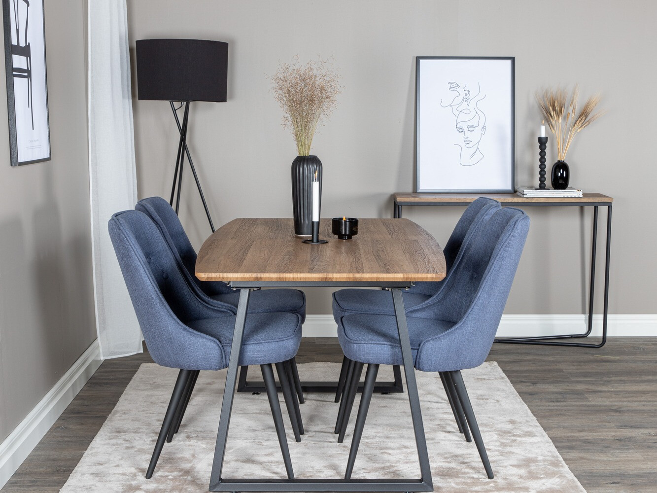 Jedilniški komplet Dallas 332 (Modra + Črna)