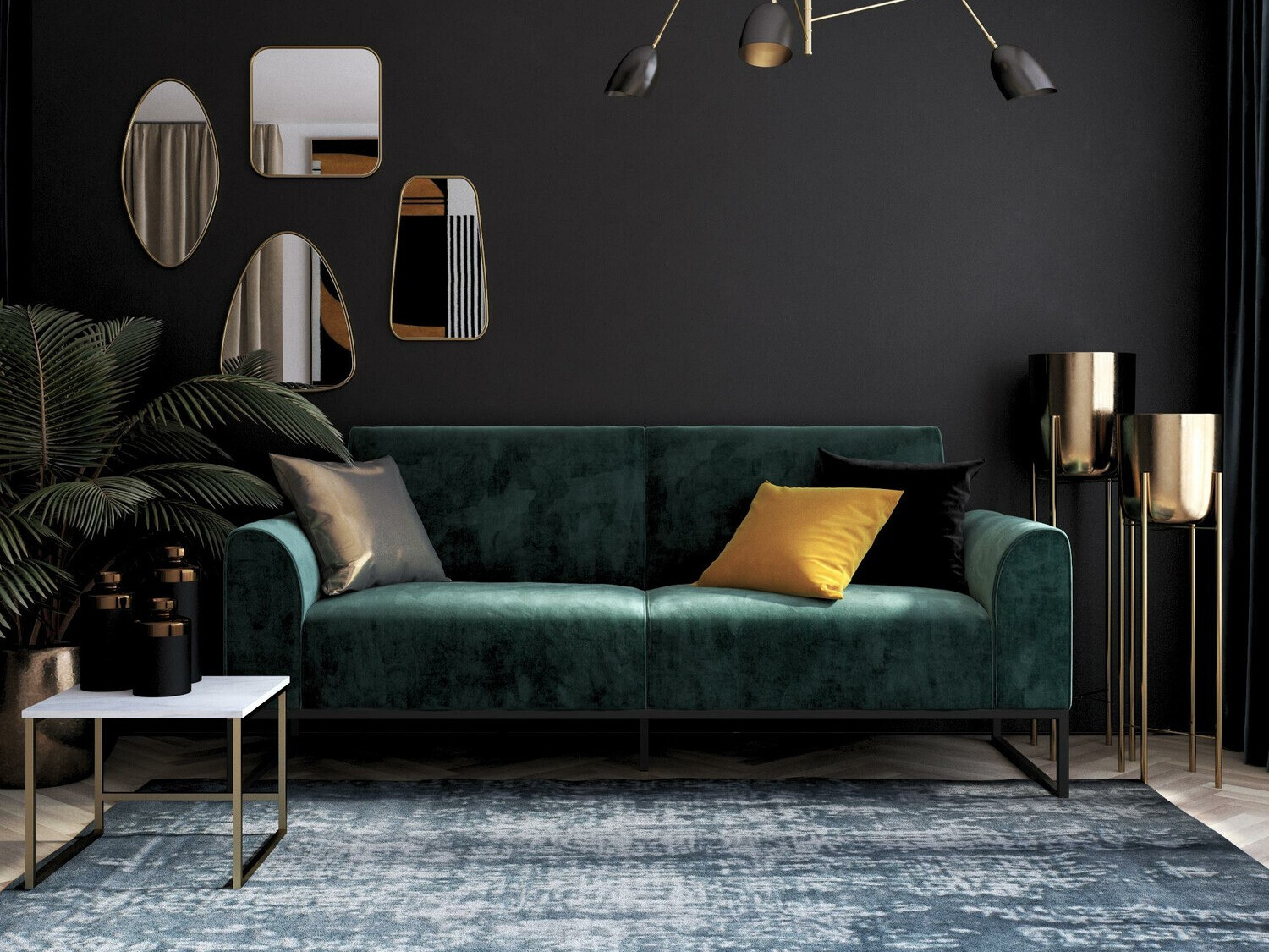 Raztegljiv kavč CosmoLiving by Cosmopolitan 125 (Črna + Zelena)