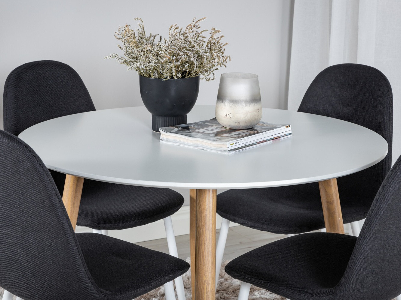 Jedilniški komplet Dallas 291 (Črna + Bela)