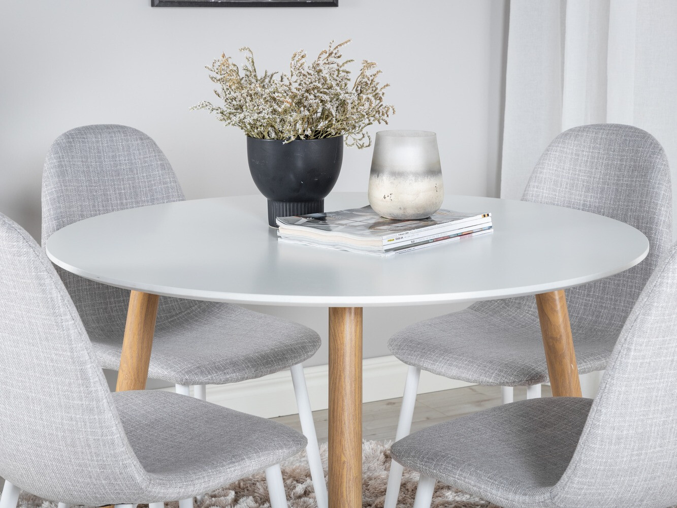 Jedilniški komplet Dallas 291 (Svetlo siva + Bela)