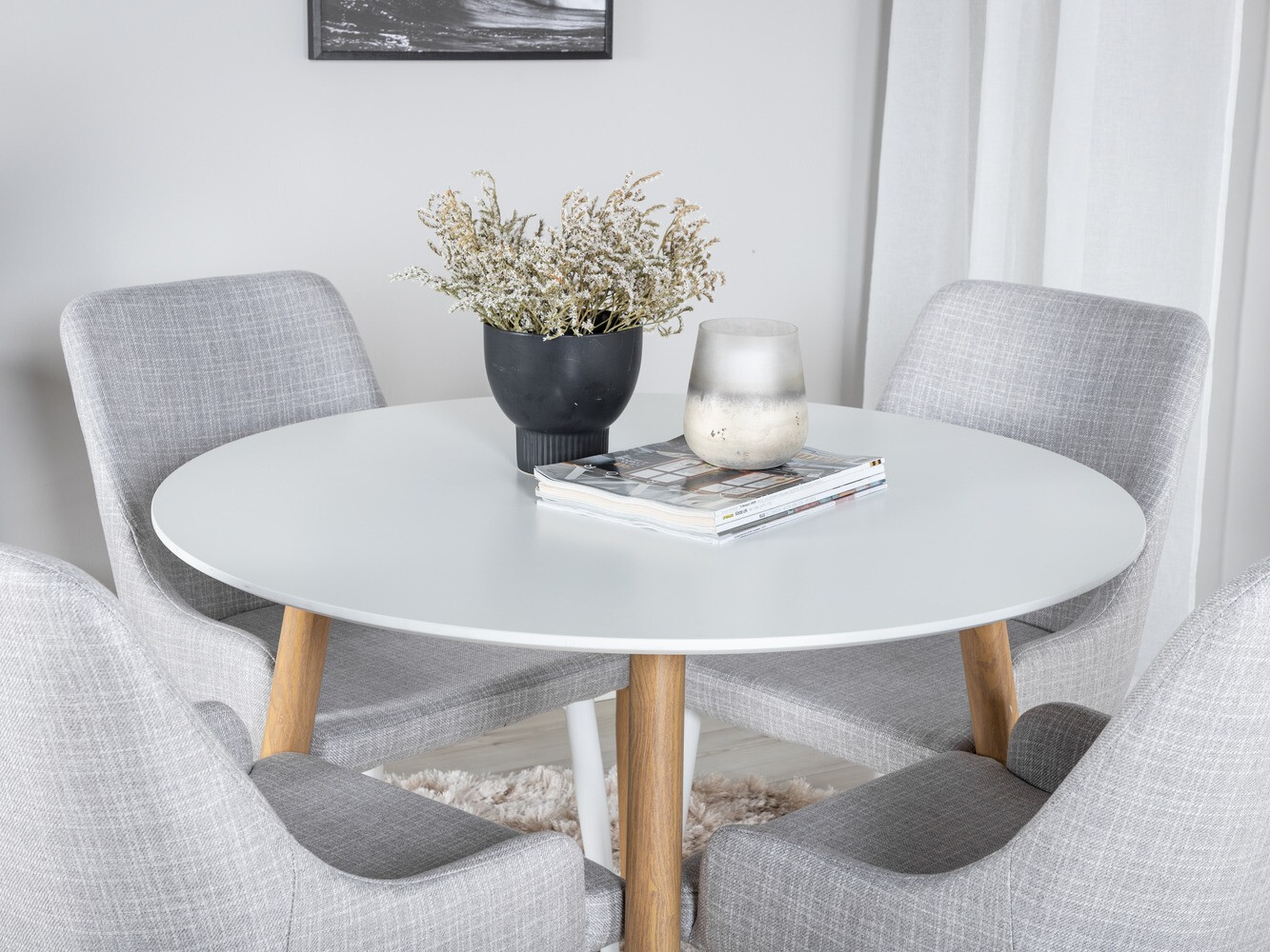 Jedilniški komplet Dallas 299 (Svetlo siva + Bela)