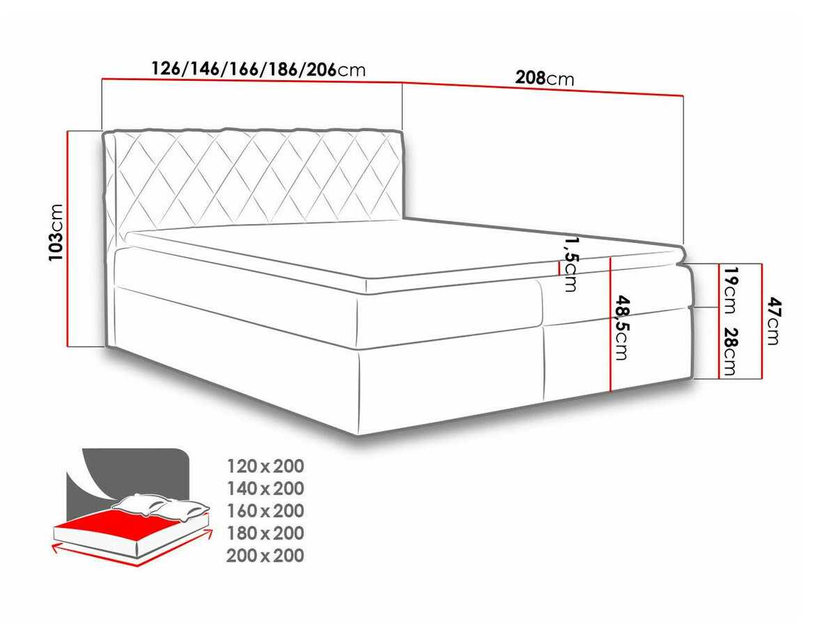 Boxspring postelja Baltimore 127 (Velluto 3)