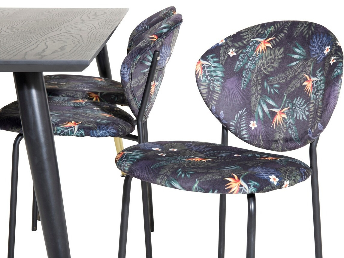 Jedilniški komplet Dallas 1260 (Cvetlični vzorec + Črna)