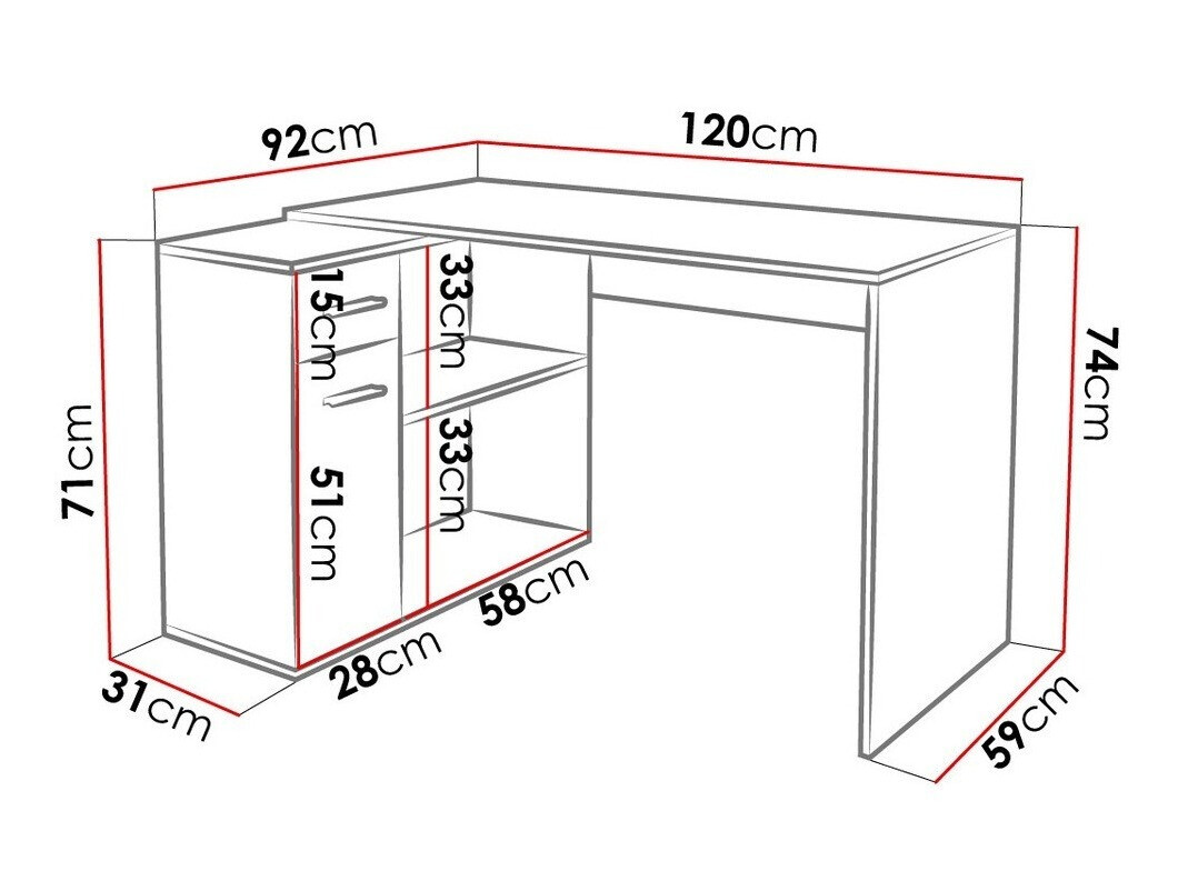 Kotna pisalna miza Bristol 165
