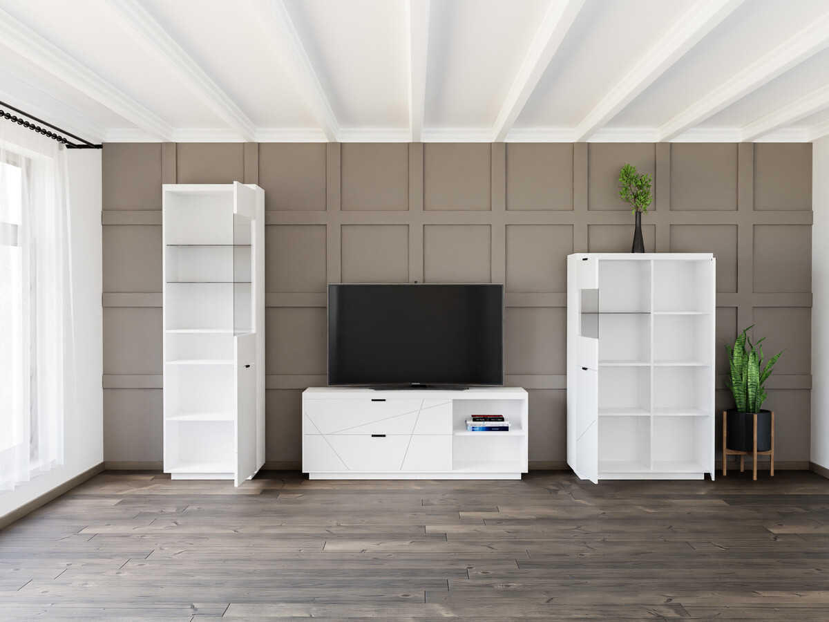 Komplet za dnevno sobo Fivale 112 (Sijaj bela + Bela)